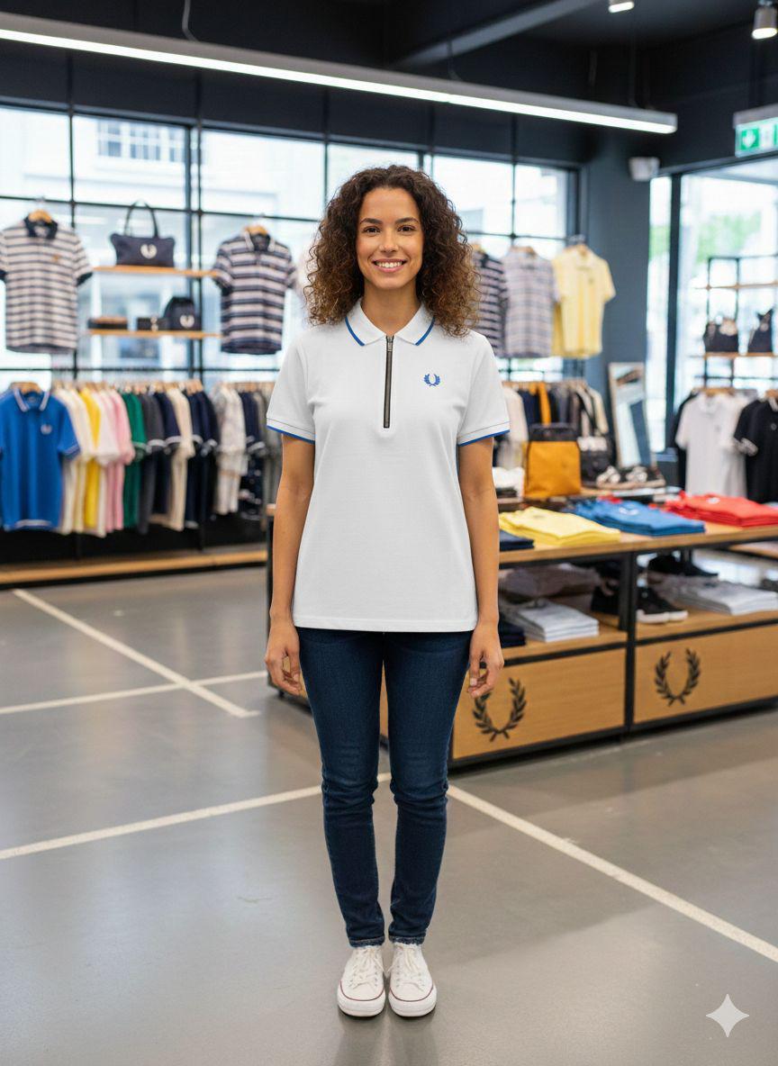Premium white women's t shirt collar with Matty fabric
