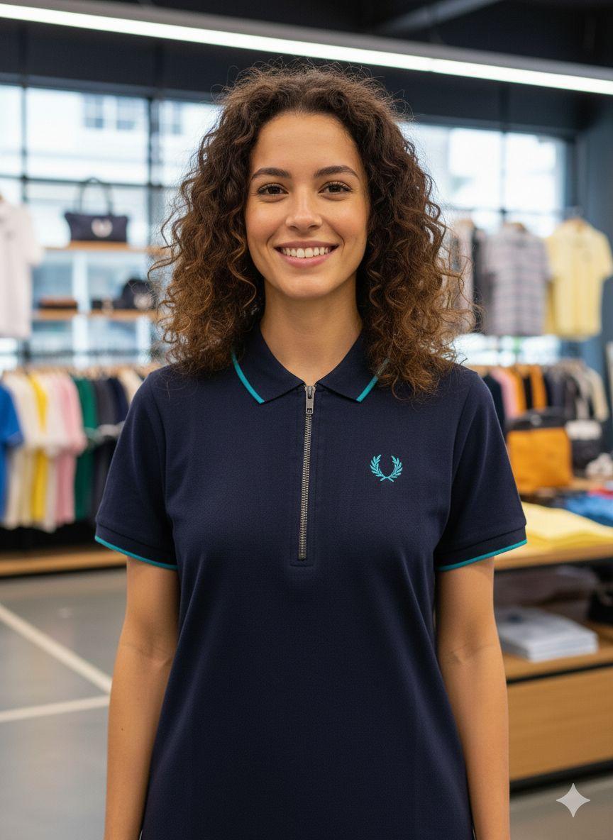 Fred Perry blue western women's wear clothing polo tee
