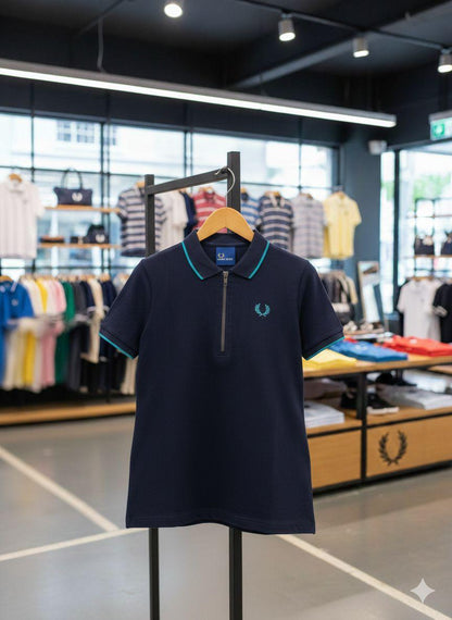 Fred Perry blue women's polo t shirt premium Turkey cotton
