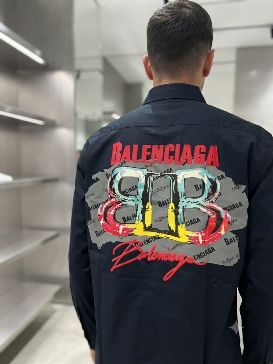 BALENCIAGA 2026 navy regular fit shirt detailed view
