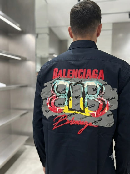 BALENCIAGA 2026 navy regular fit shirt detailed view