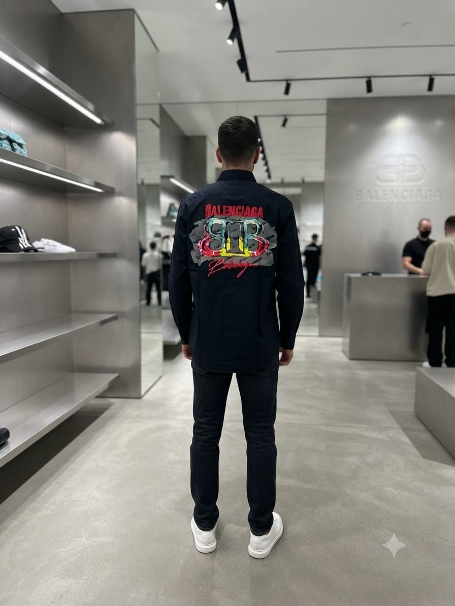 BALENCIAGA 2026 premium navy cotton shirt fashion wear
