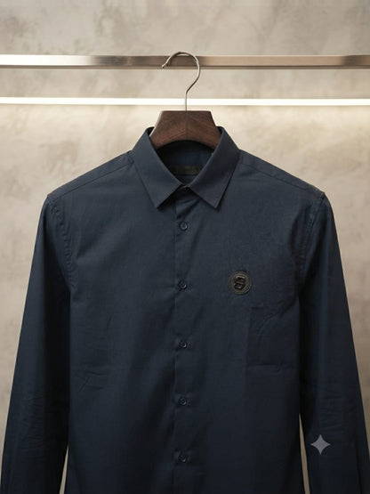 BALENCIAGA 2026 premium navy cotton shirt regular fit front view