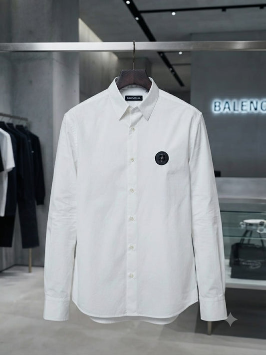 BALENCIAGA 2026 premium white cotton shirt regular fit front view
