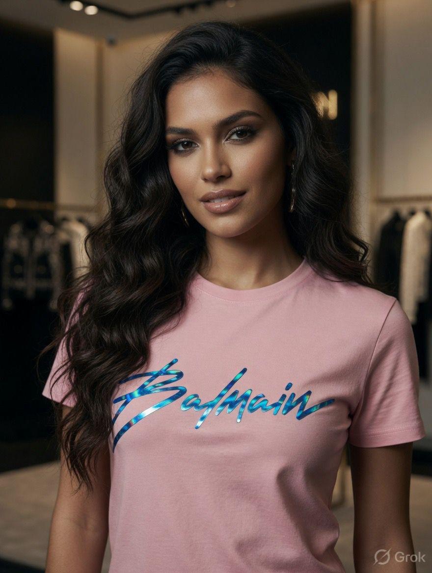 Balmain pink western women's wear clothing tee
