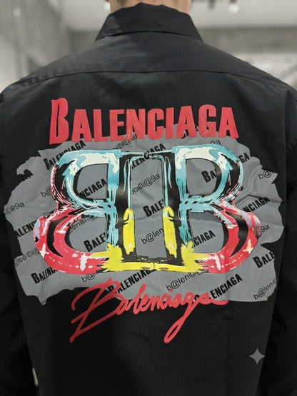 BALENCIAGA 2026 black regular fit shirt detailed view