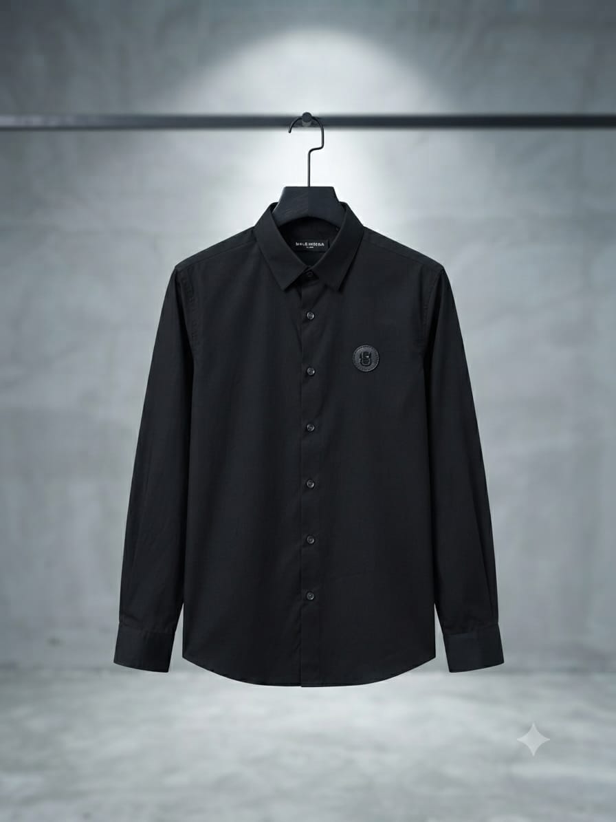 BALENCIAGA 2026 premium black cotton shirt regular fit front view