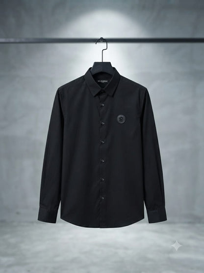 BALENCIAGA 2026 premium black cotton shirt regular fit front view