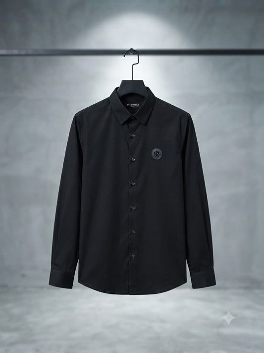 BALENCIAGA 2026 premium black cotton shirt regular fit front view