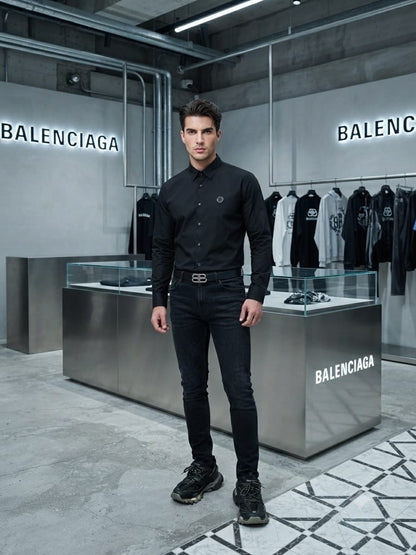 BALENCIAGA 2026 premium black cotton shirt fashion wear
