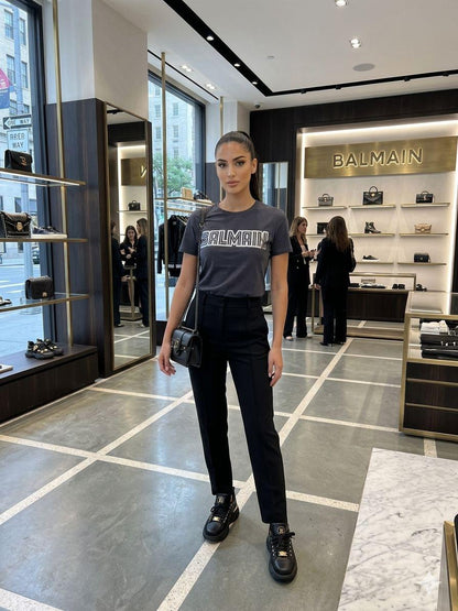 Premium grey women's t shirt regular fit

