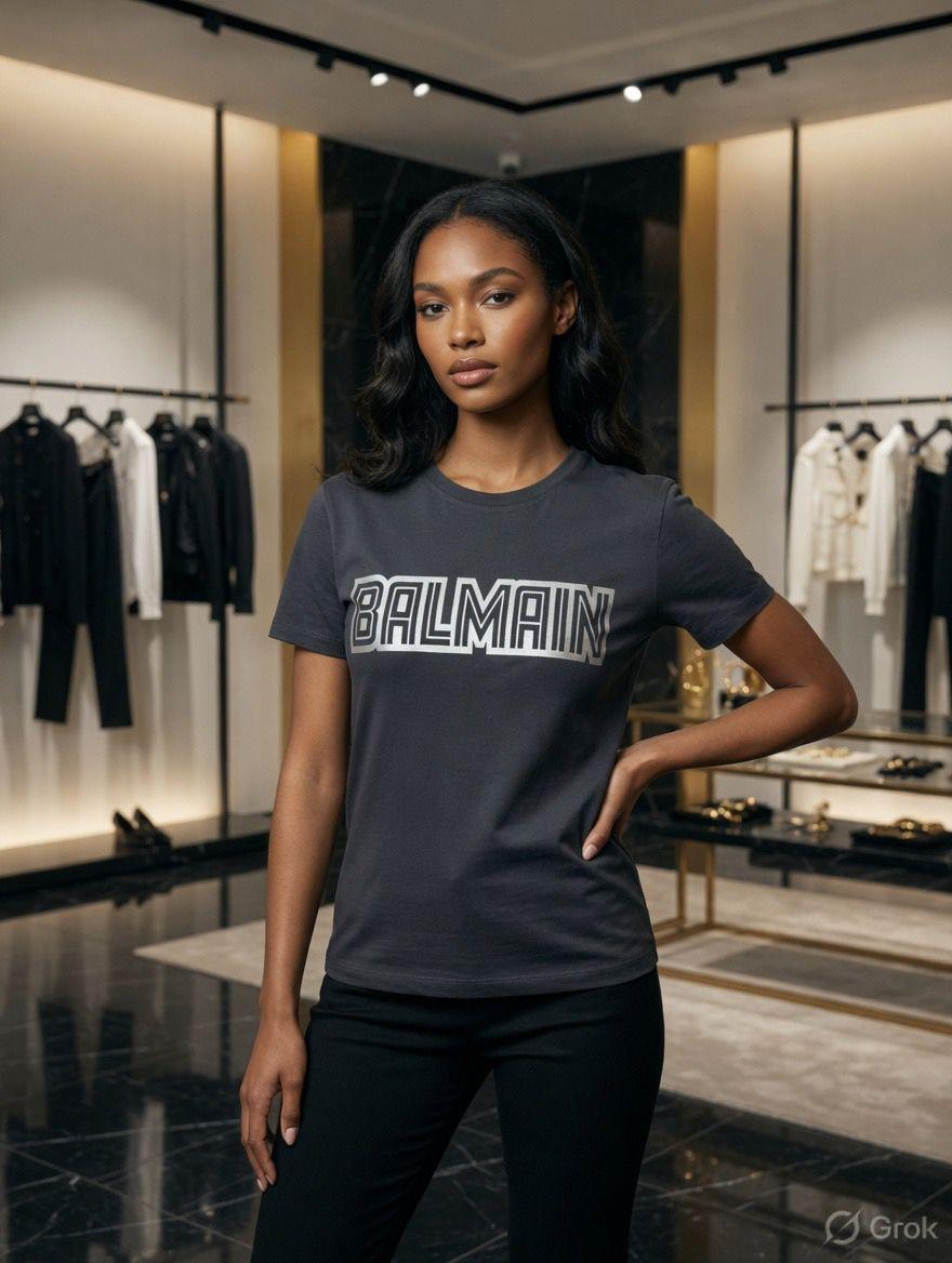 Balmain grey western women's wear clothing tee
