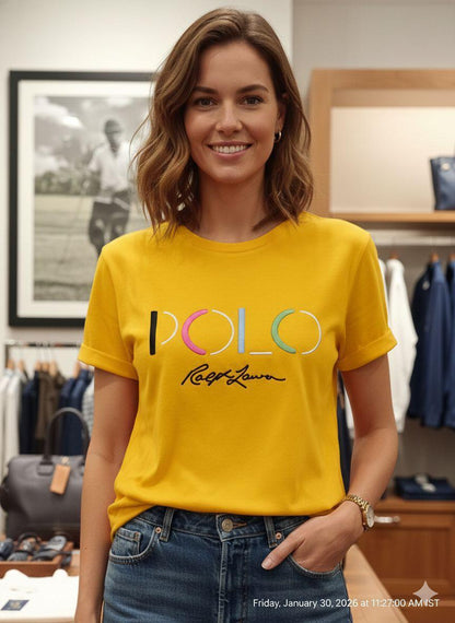 Ralph Lauren yellow western women's wear clothing tee