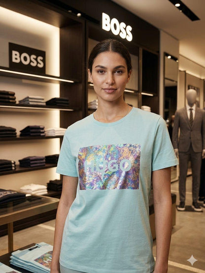 Hugo Boss light Blue western women's wear clothing tee