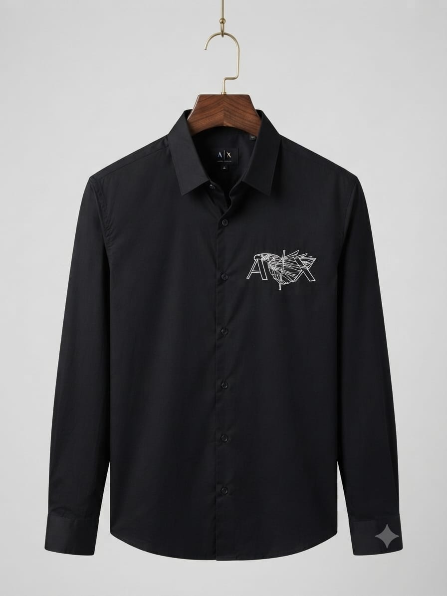 ARMANI 2026 premium black fashion shirt front view