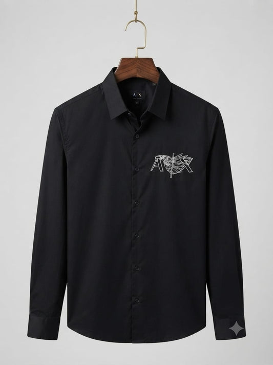 ARMANI 2026 premium black fashion shirt front view