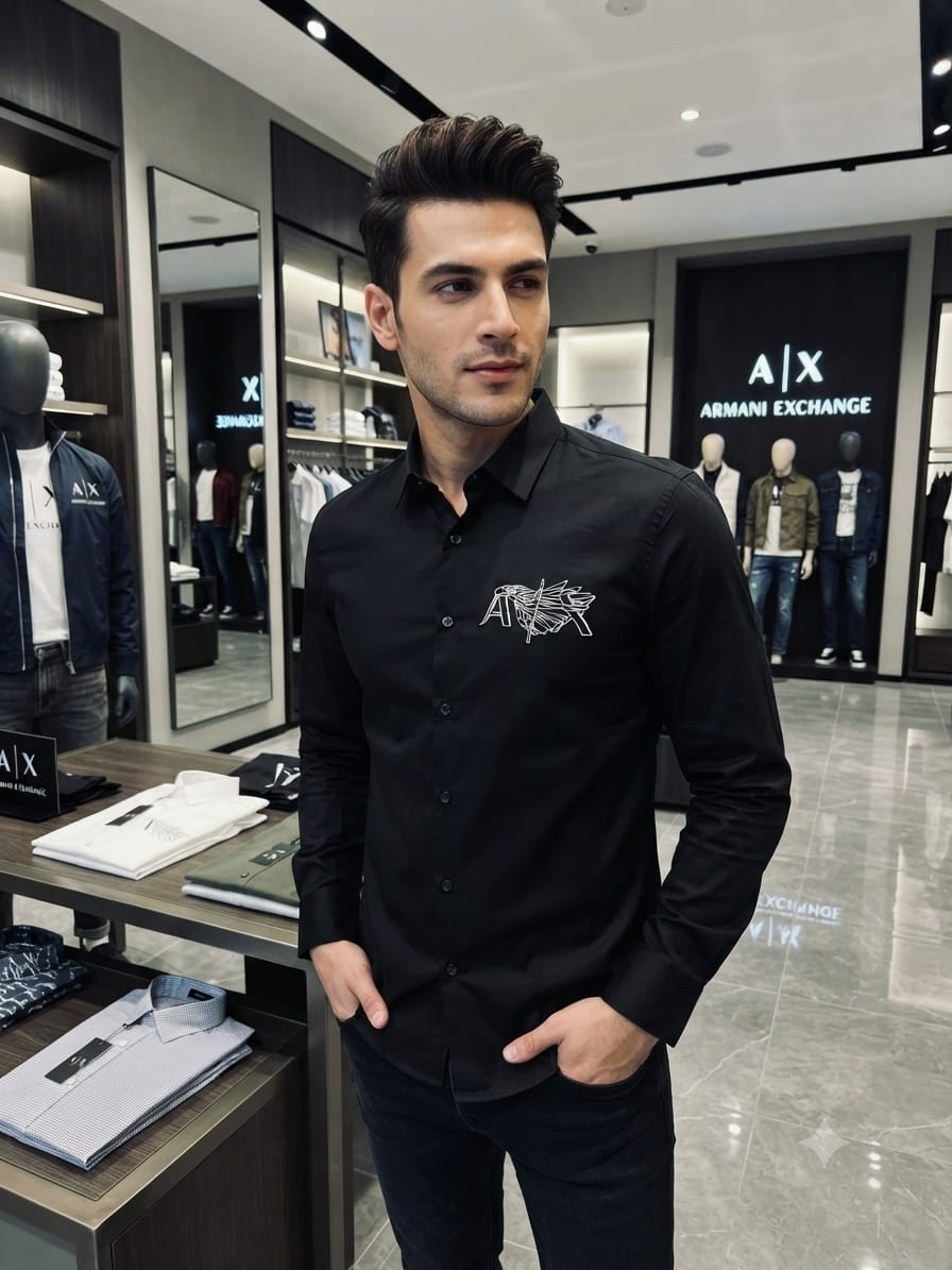 ARMANI 2026 black fashion shirt original accessories
