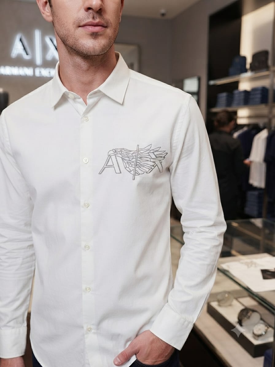 ARMANI 2026 premium white shirt detailed view