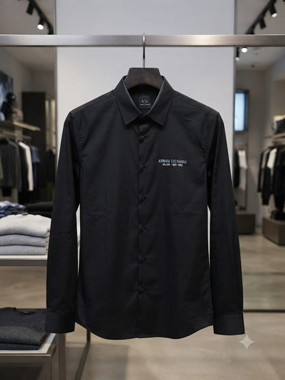 ARMANI 2026 premium black fashion shirt front view