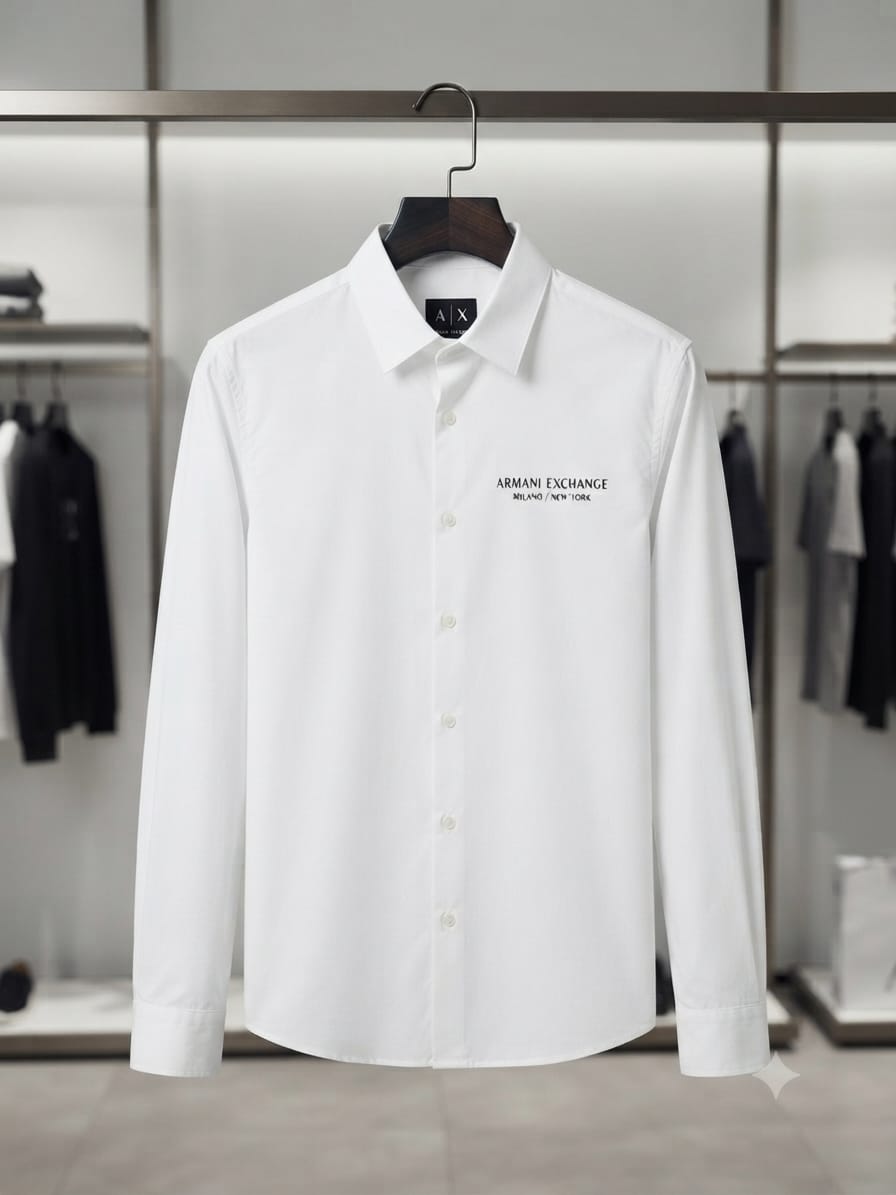 ARMANI 2026 premium white fashion shirt front view