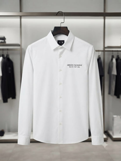 ARMANI 2026 premium white fashion shirt front view