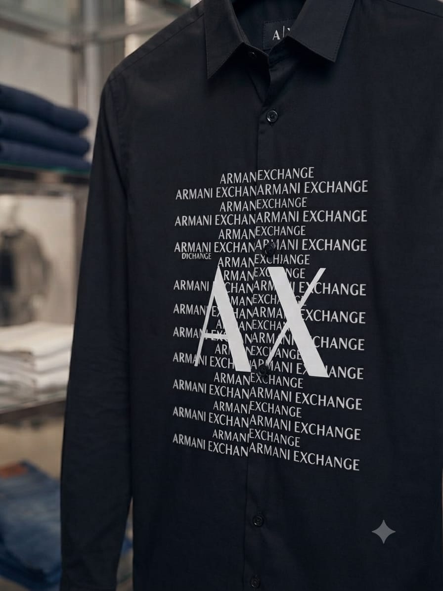 ARMANI 2026 premium black shirt detailed view