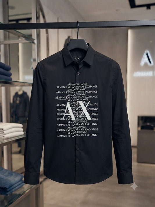 ARMANI 2026 premium black fashion shirt front view