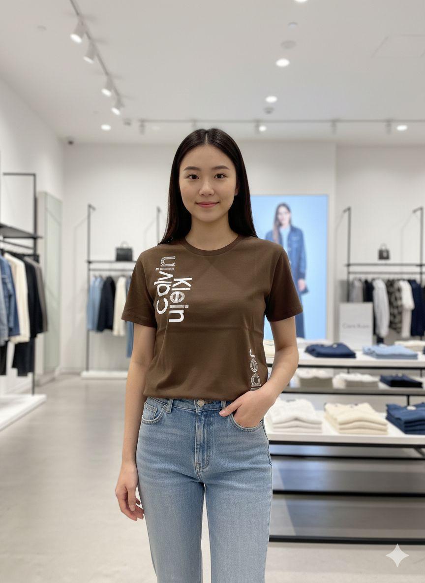 Calvin Klein brown western women's wear clothing tee