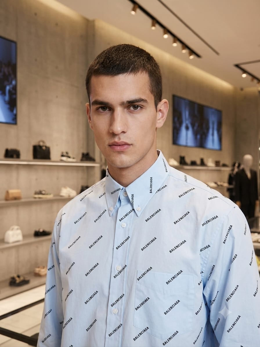 BALENCIAGA 2026 sky blue premium shirt detailed fabric view