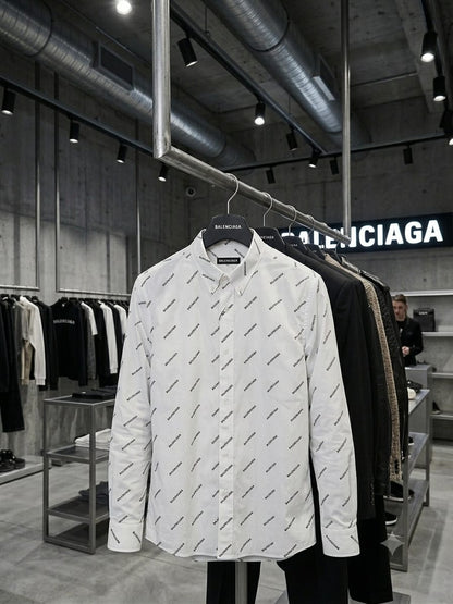 BALENCIAGA 2026 premium white cotton shirt regular fit front view