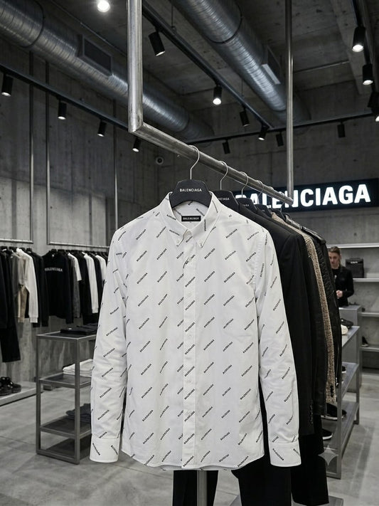 BALENCIAGA 2026 premium white cotton shirt regular fit front view