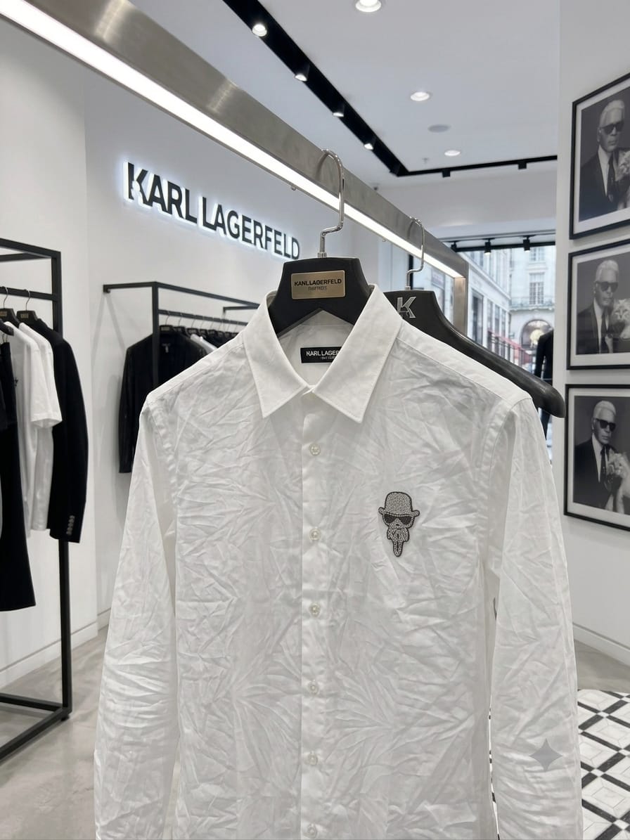 KARL 2026 premium white cotton shirt regular fit front view