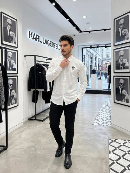 KARL 2026 white regular fit cotton shirt fashion wear