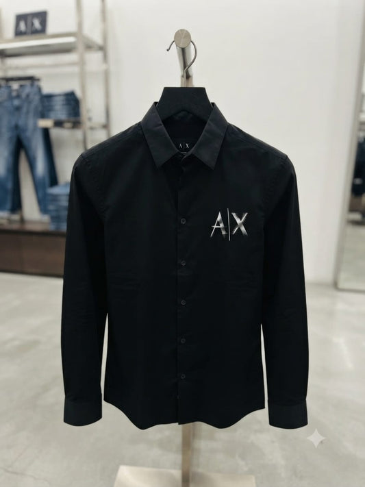 ARMANI 2026 premium black fashion shirt front view