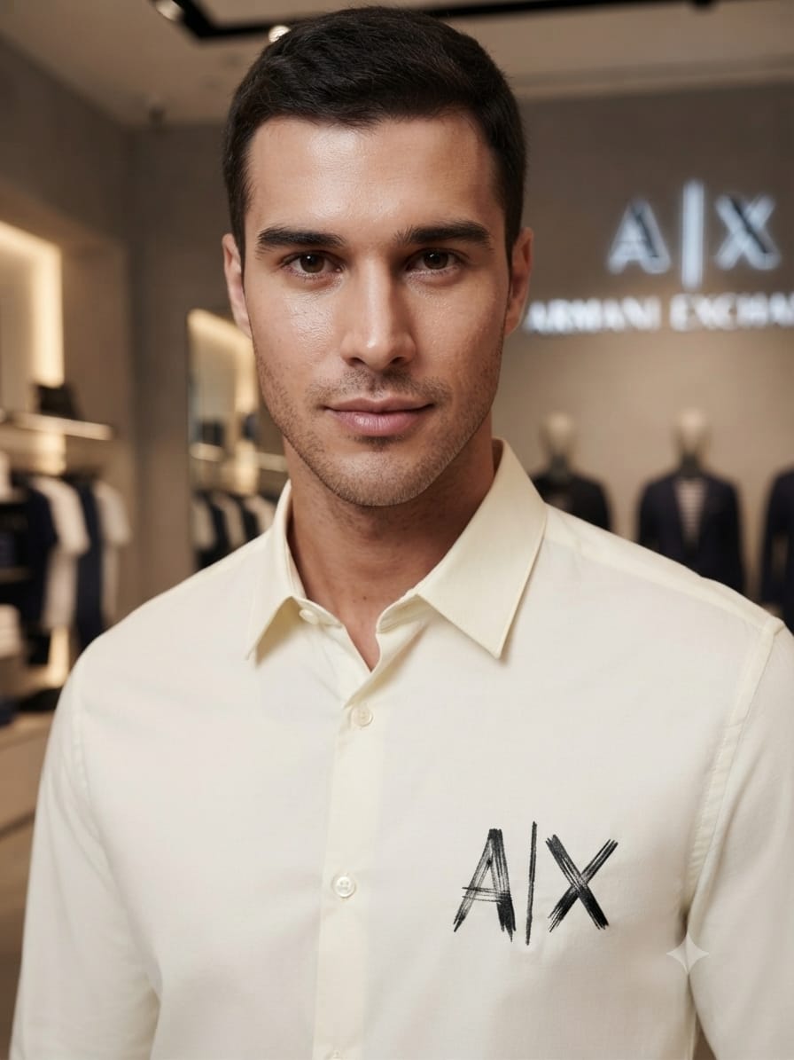 ARMANI 2026 premium cream shirt detailed view