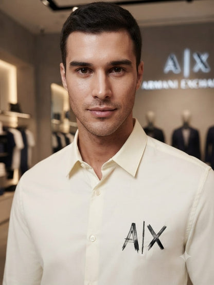 ARMANI 2026 premium cream shirt detailed view