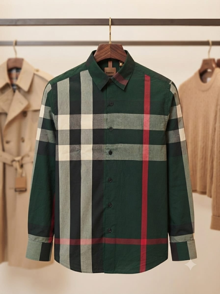 BURBERRY 2026 premium green cotton Oxford shirt regular fit front view