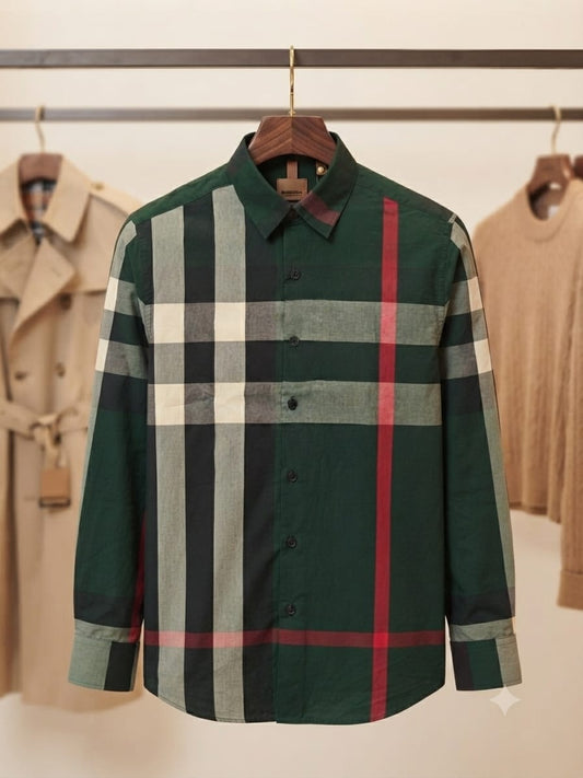BURBERRY 2026 premium green cotton Oxford shirt regular fit front view