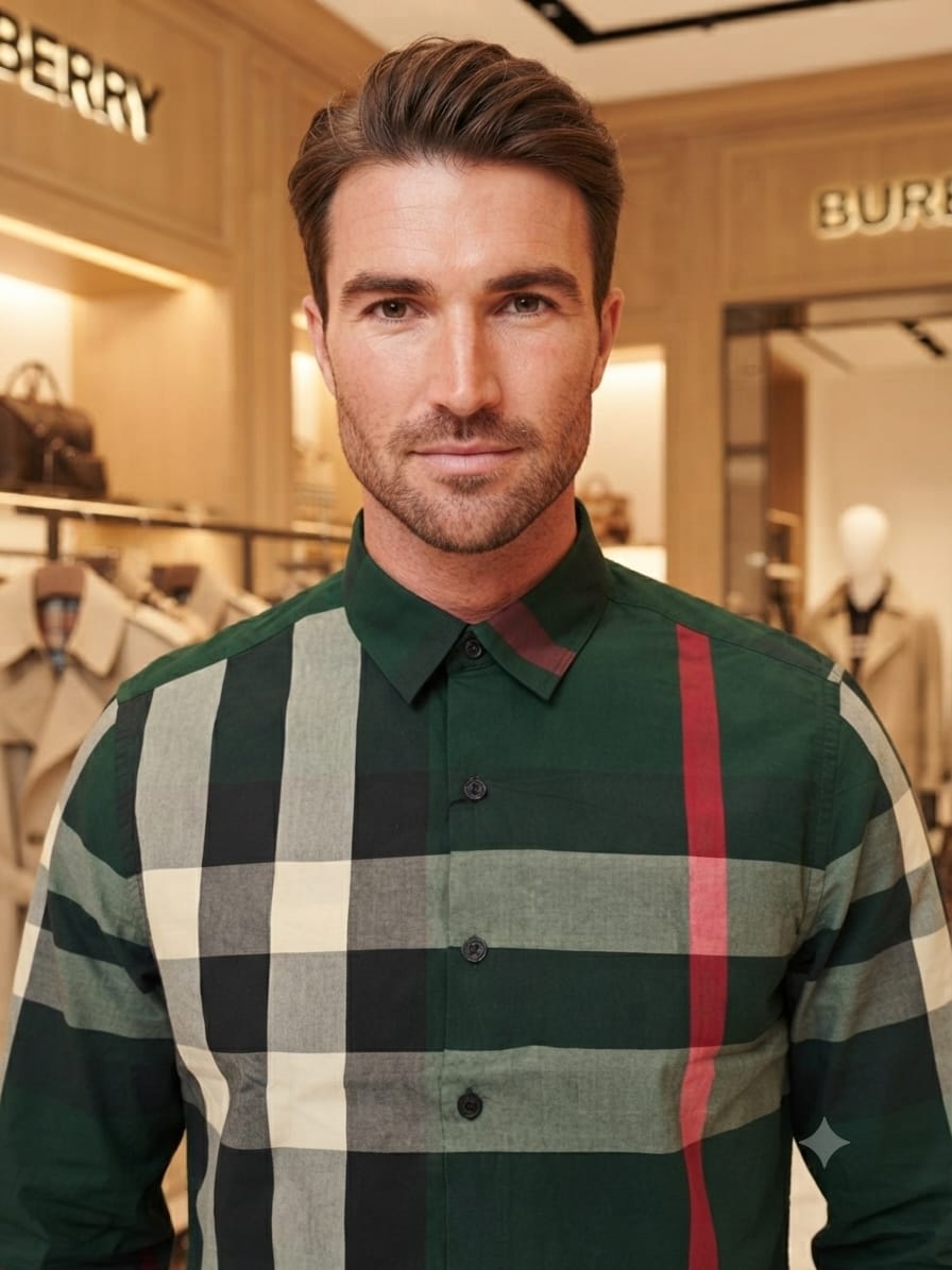 BURBERRY 2026 green regular fit shirt detailed view