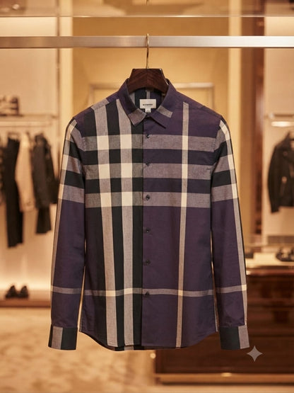 BURBERRY 2026 premium purple cotton Oxford shirt regular fit front view