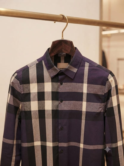 BURBERRY 2026 purple Oxford shirt 100 percent cotton fabric close up