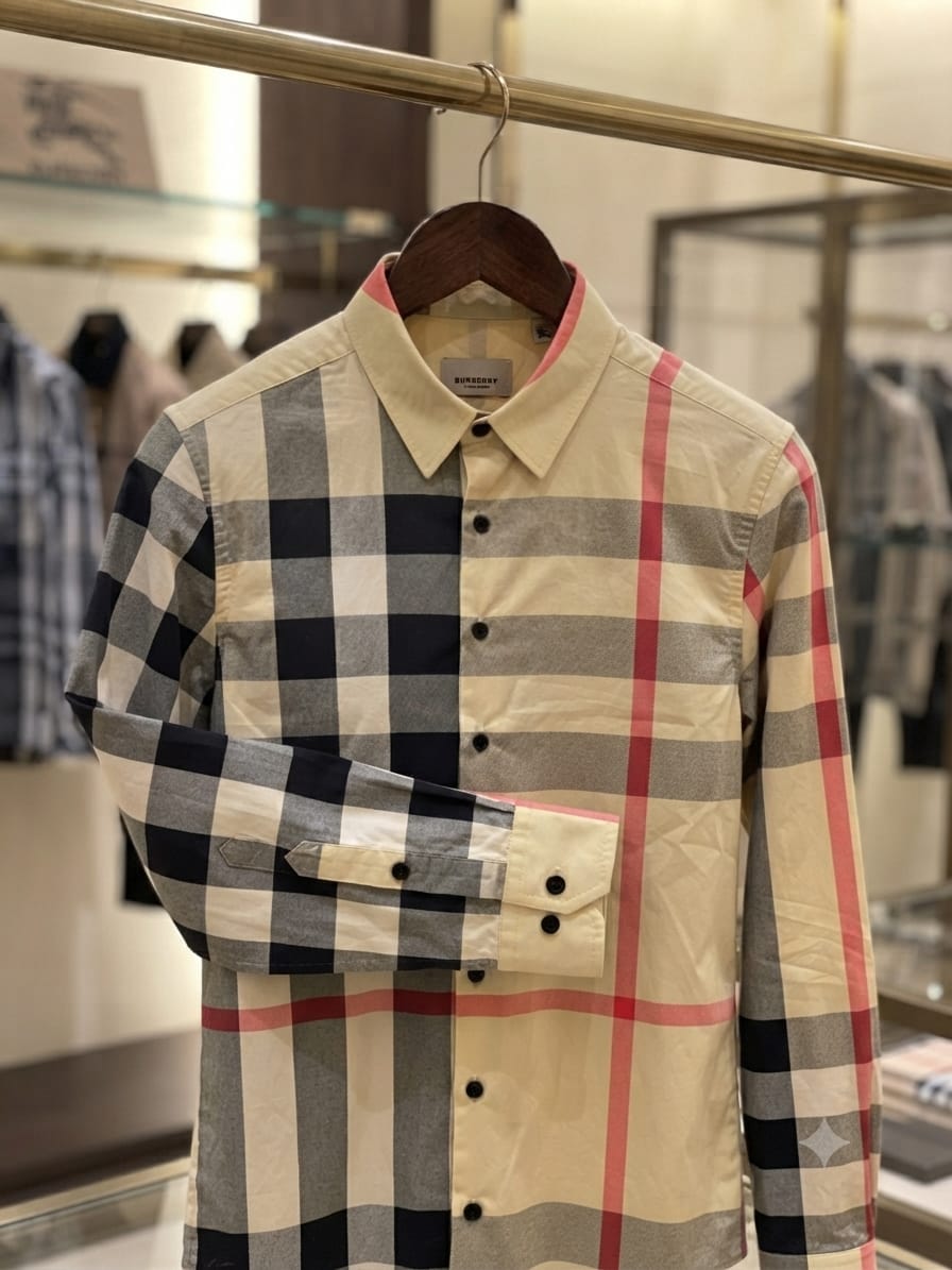 BURBERRY 2026 cream Oxford shirt 100 percent cotton fabric close up