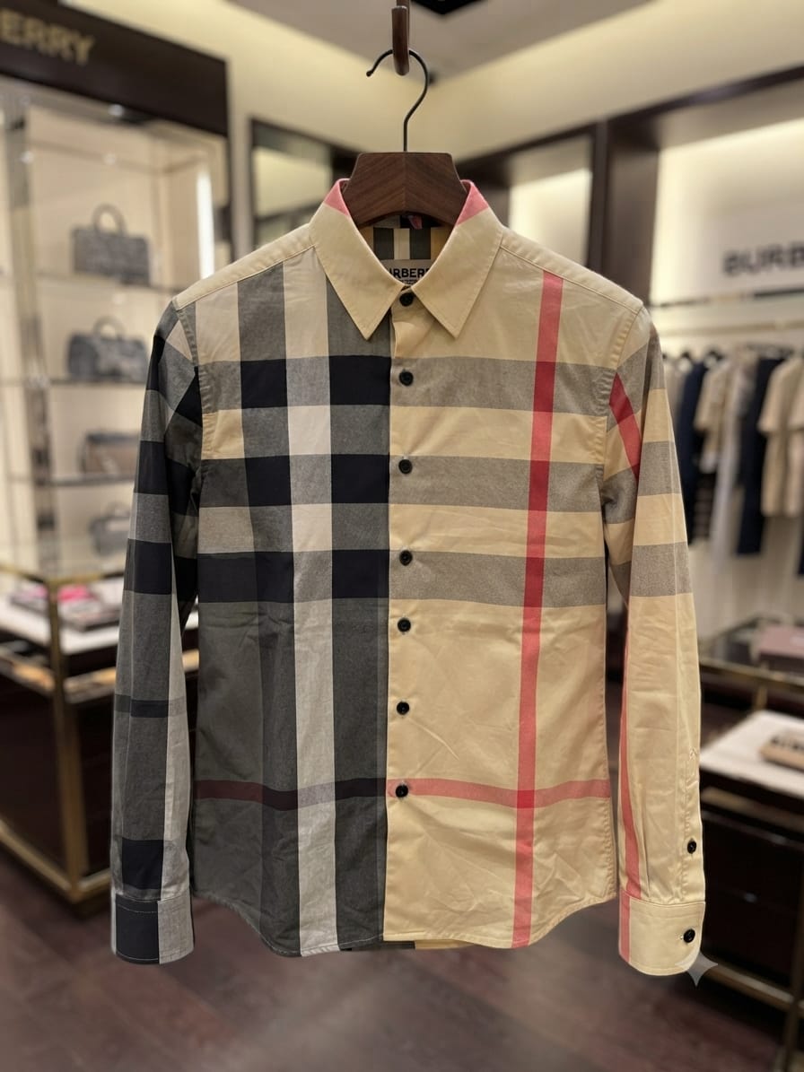 BURBERRY 2026 premium cream cotton Oxford shirt regular fit front view