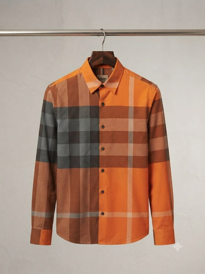 BURBERRY 2026 premium orange cotton Oxford shirt regular fit front view