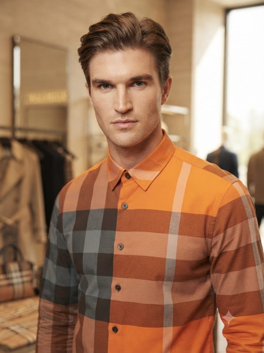 BURBERRY 2026 orange regular fit shirt detailed view