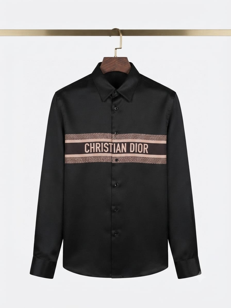 DIOR 2026 premium black Crush cotton shirt regular fit front view