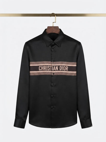 DIOR 2026 premium black Crush cotton shirt regular fit front view