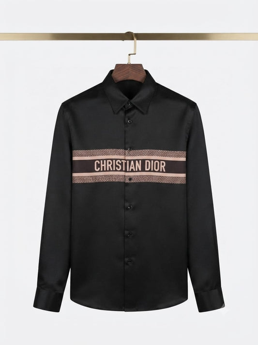 DIOR 2026 premium black Crush cotton shirt regular fit front view