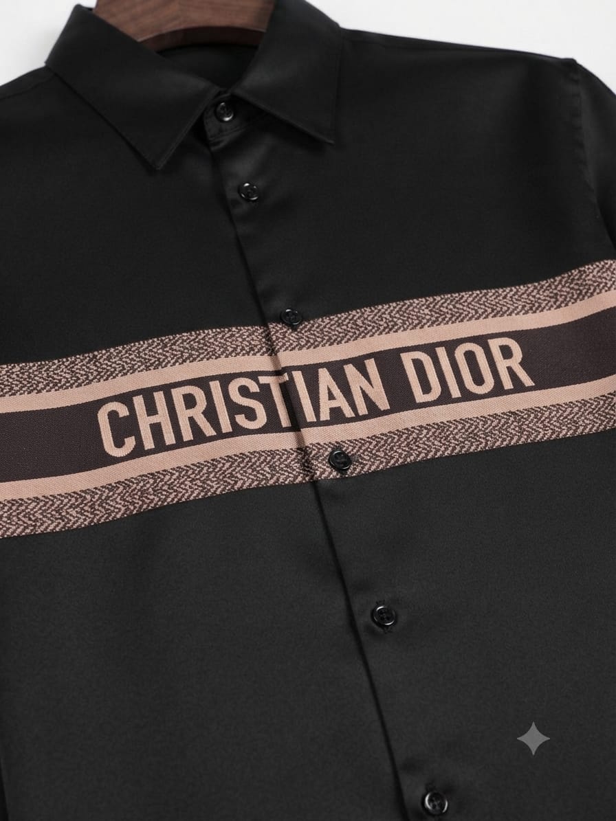 DIOR 2026 black shirt imported Crush cotton fabric close up