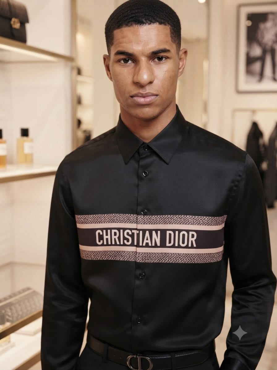 DIOR 2026 black regular fit shirt embossed buttons detail